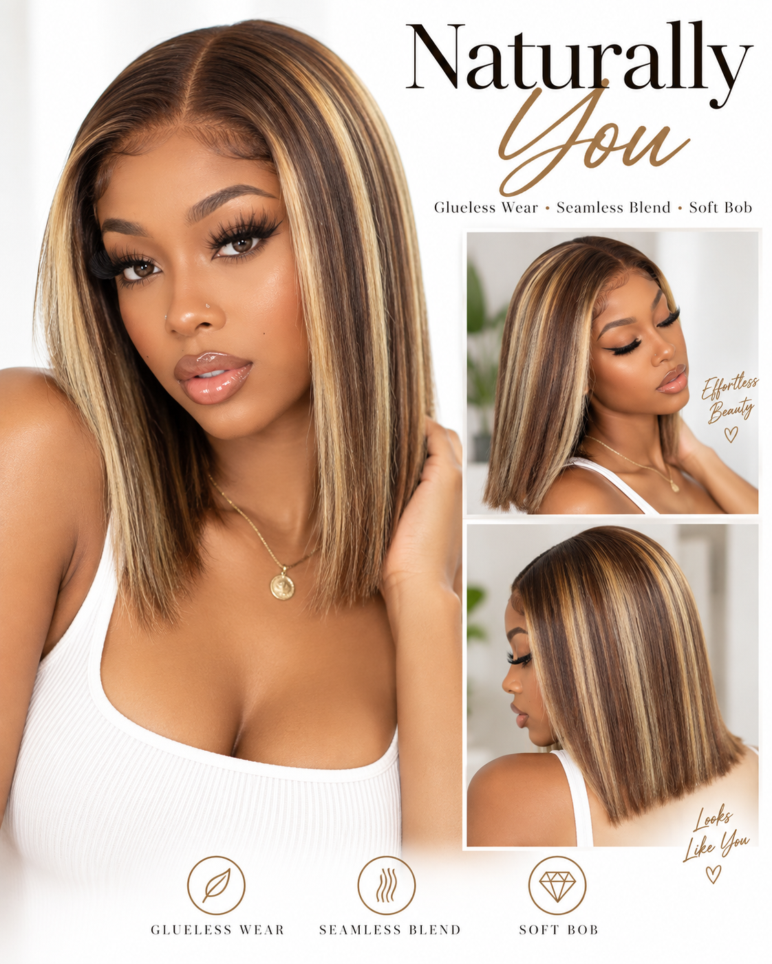 NOVA Honey 5x5 HD Lace Vietnamese Human Hair Ombre Bob Wig #4/27