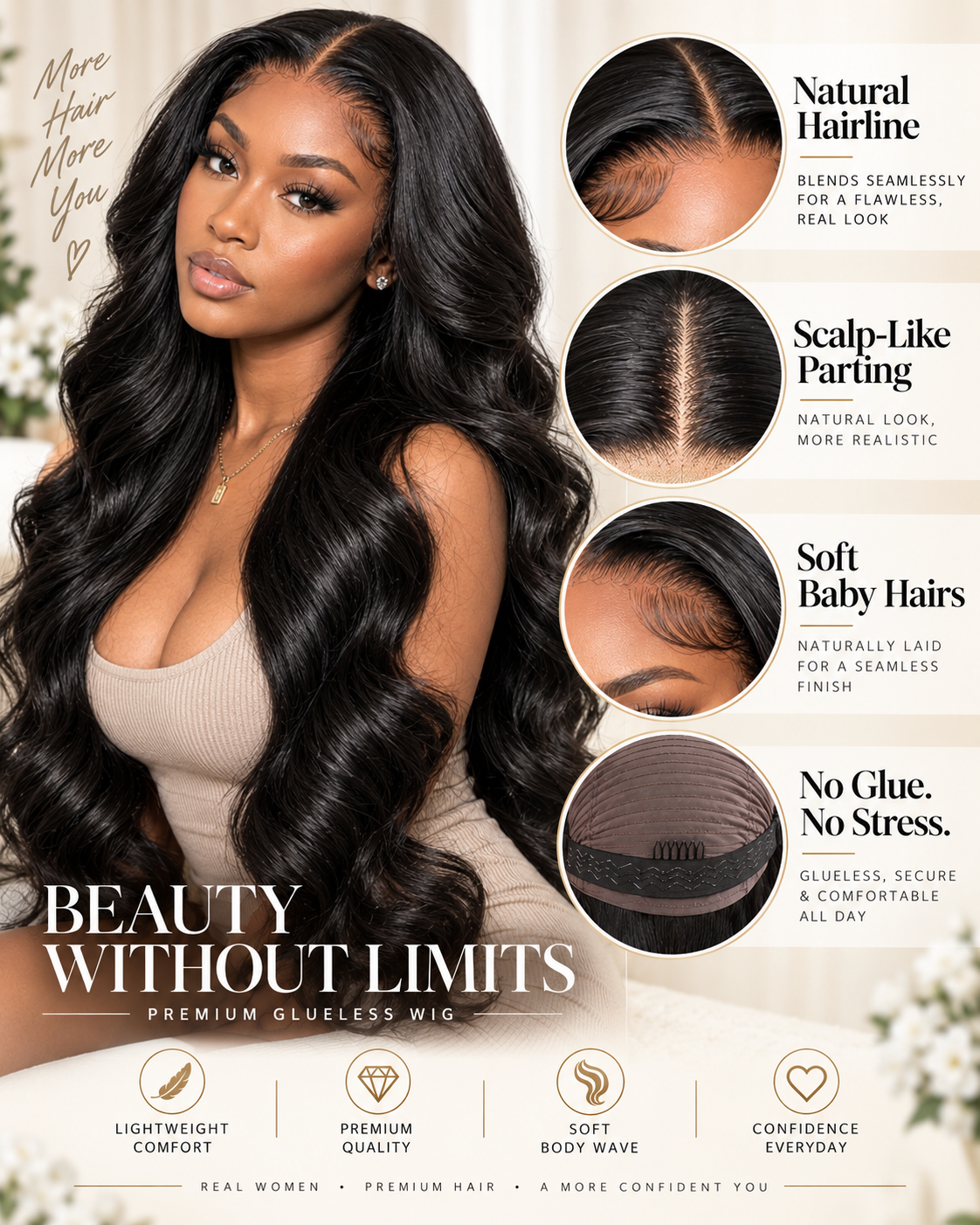 NOVA Amara 4x4 Glueless Body Wave Human Hair Wear & Go Wig