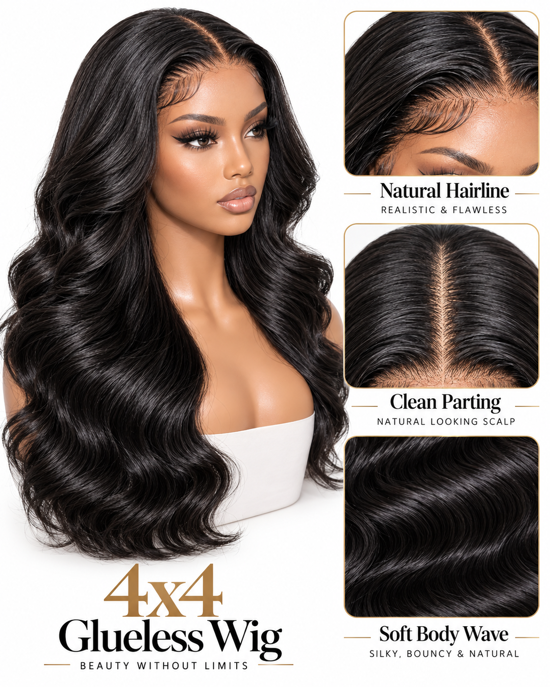 NOVA Amara 4x4 Glueless Body Wave Human Hair Wear & Go Wig