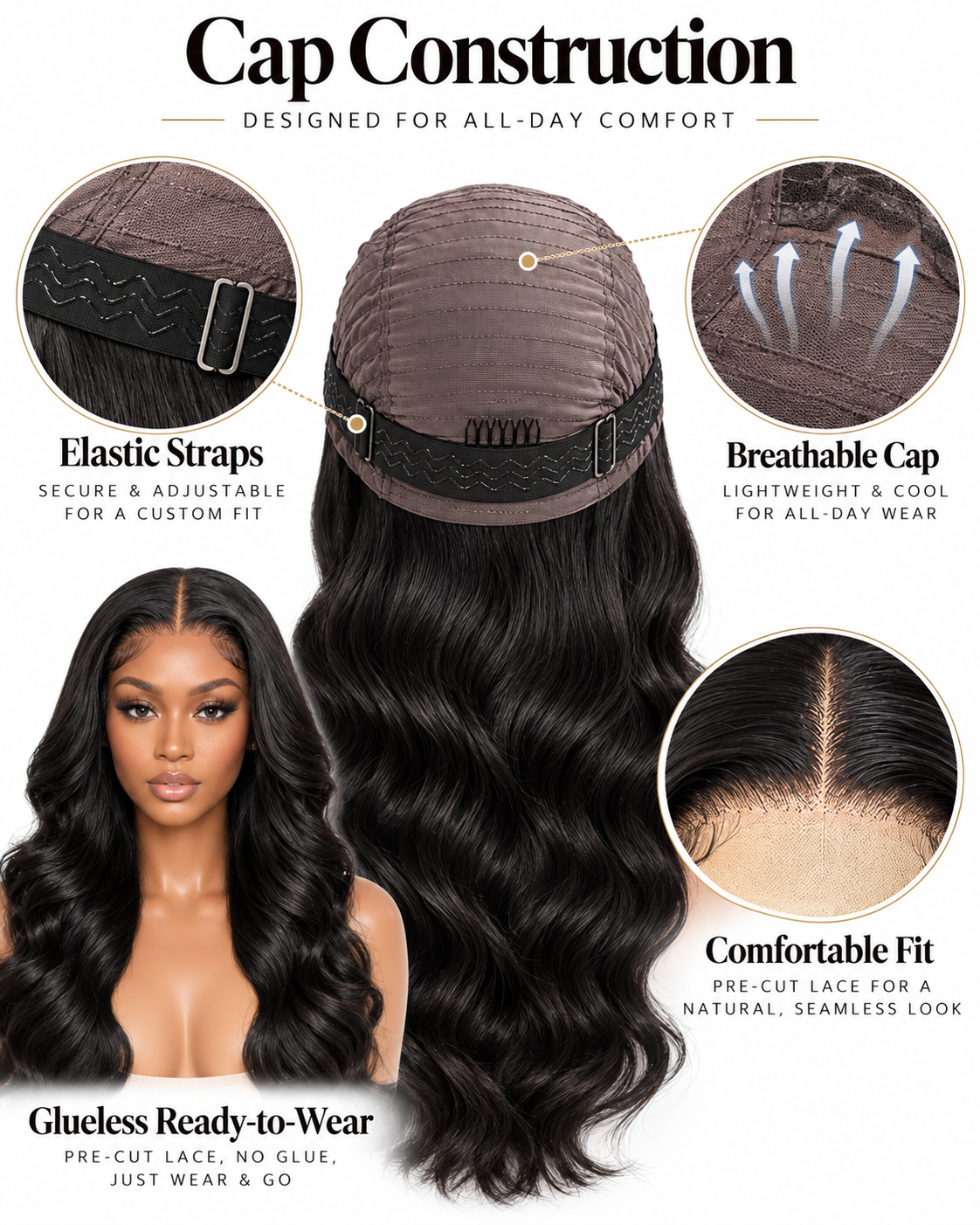 NOVA Amara 4x4 Glueless Body Wave Human Hair Wear & Go Wig