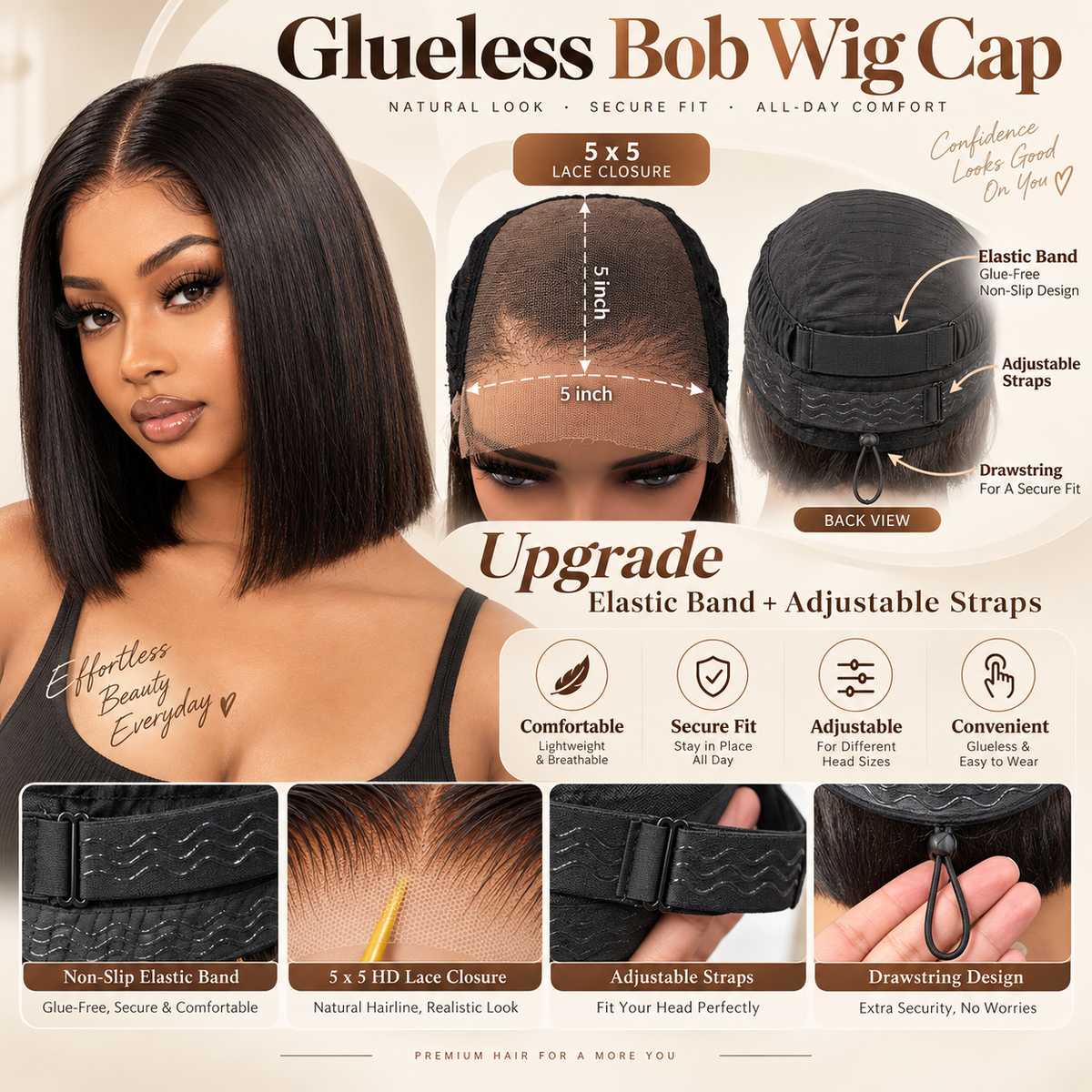 NOVA Everyday Straight Bob Glueless Wig