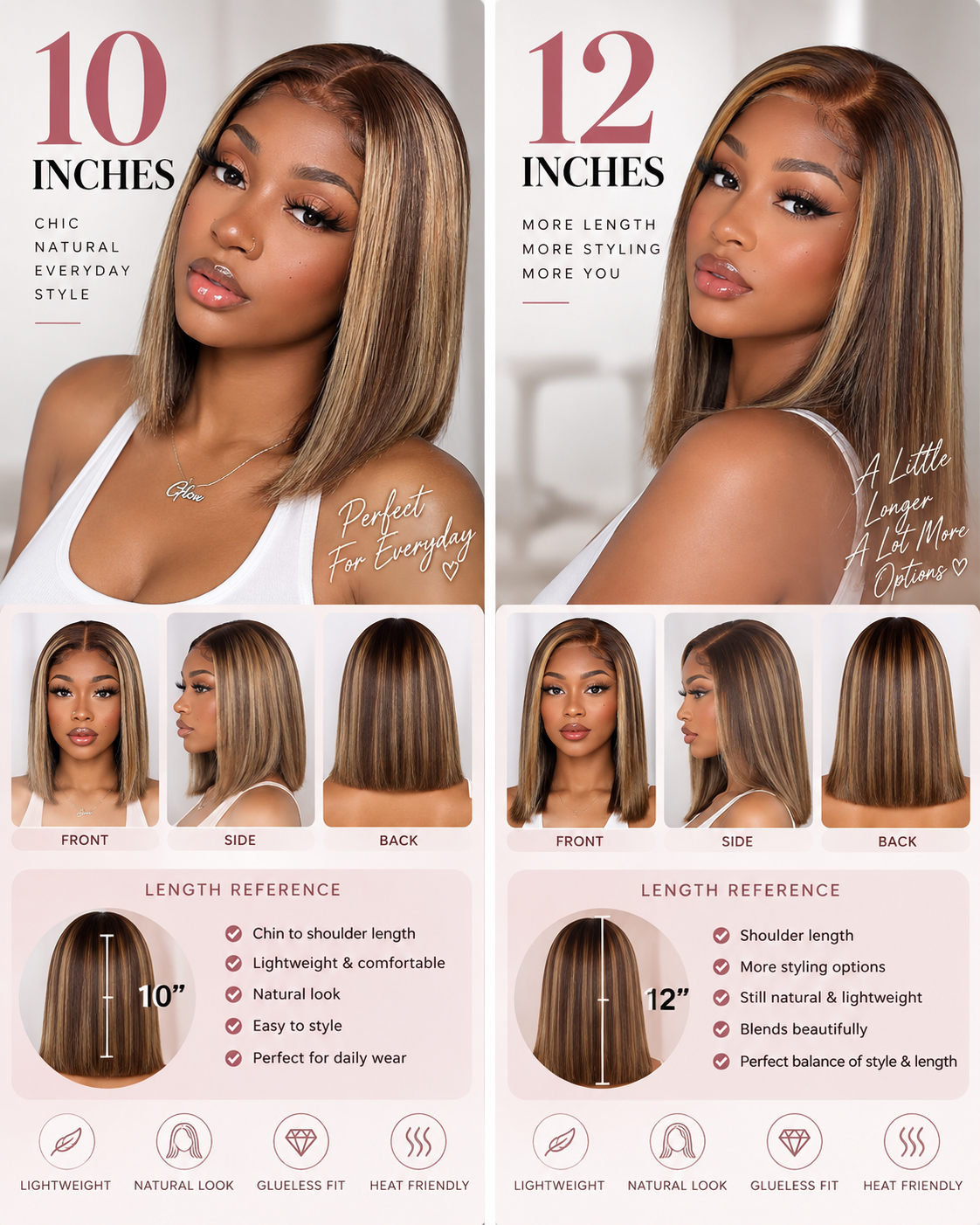 NOVA Honey 5x5 HD Lace Vietnamese Human Hair Ombre Bob Wig #4/27