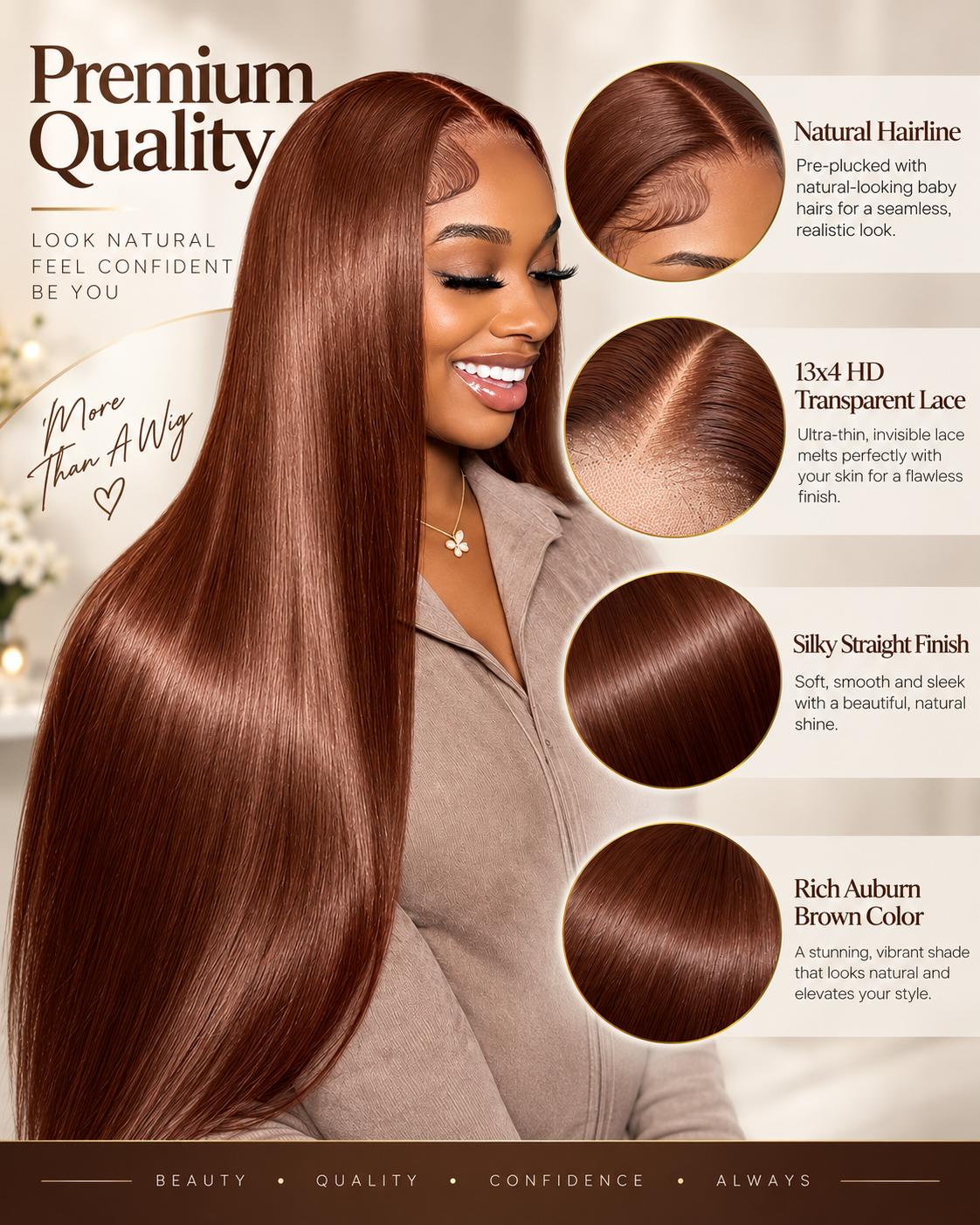 NOVA Cocoa 13x4 HD Brown Lace Front Wig